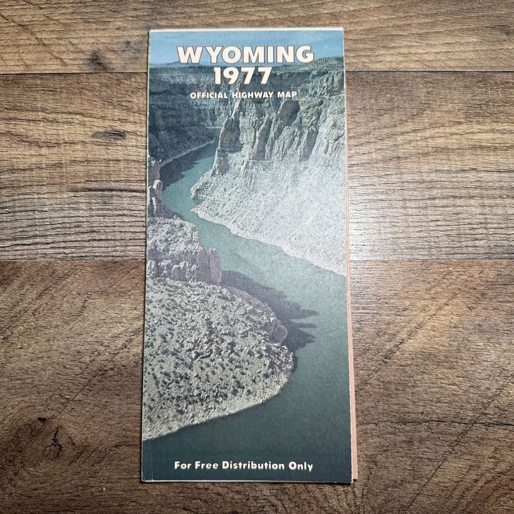 VTG 1977 Wyoming Official Highway Map Road Trip Americana Travel